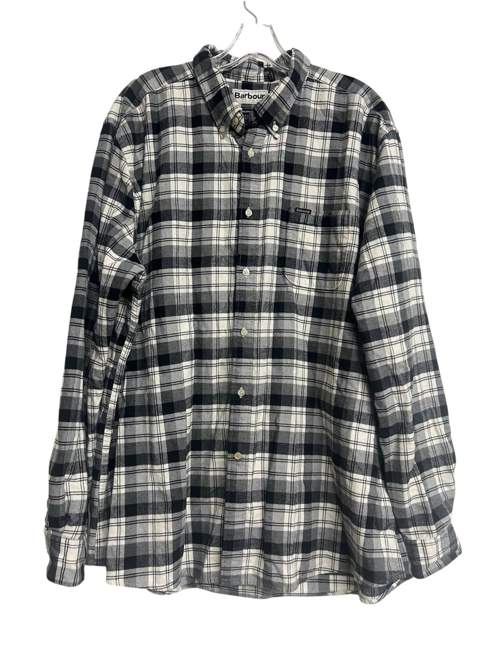 Barbour Black & White Plaid Button-Down Tailored Fit Long Sleeve Shirt Tartan
